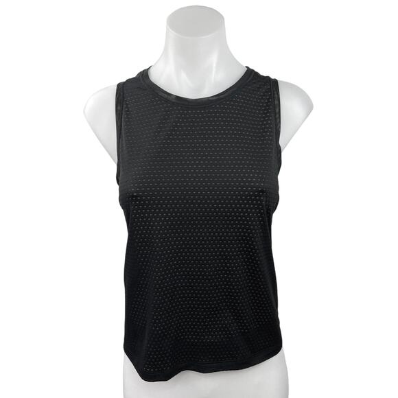 Athleta Black Mesh Sleeveless Crewneck Activewear Athletic Sports Tank Top Sz L - Picture 1 of 4
